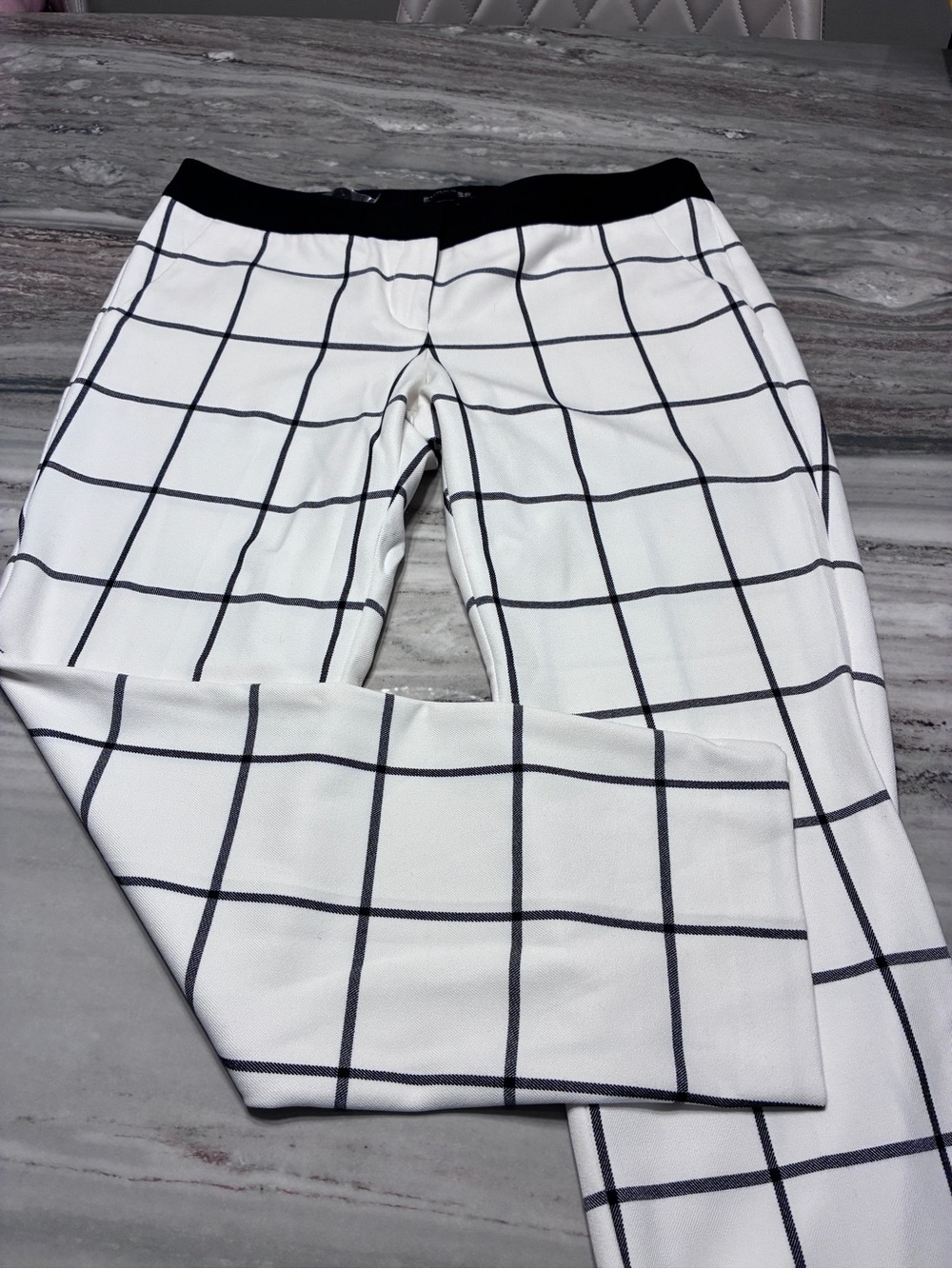 NWT Express White black windowpane dress slacks sz 10